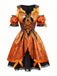 Abito arancione con ragnatela e zucca Halloween anni '60
