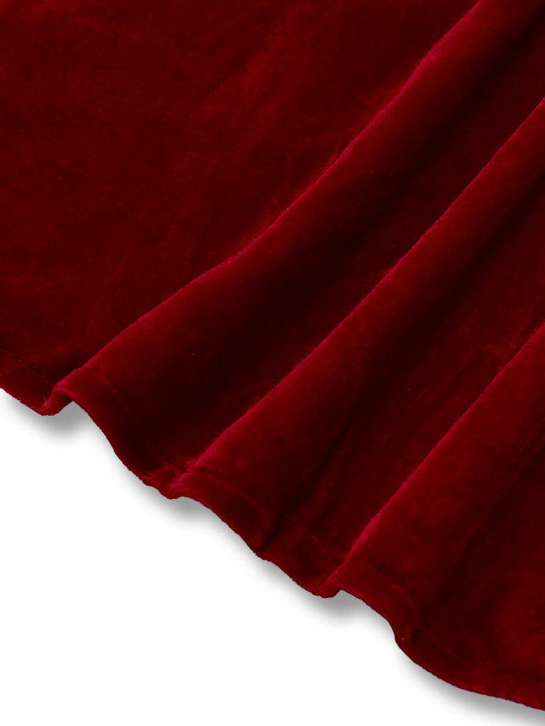 Abito di Ada-Wong in velluto con farfalle ricamate rosso anni '80