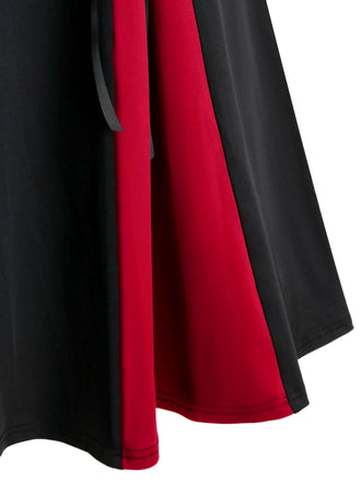 [Taglie Forti] Gonna a vita alta con lacci color block anni '70