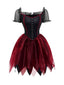 Abito in rete con mantello ricamato Halloween rosso anni '80