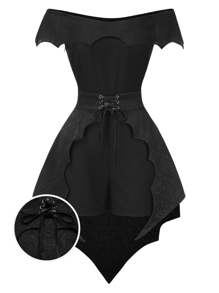 [Prevendita] 2PCS Tuta corta pipistrello gotica e copricostume nero anni '50