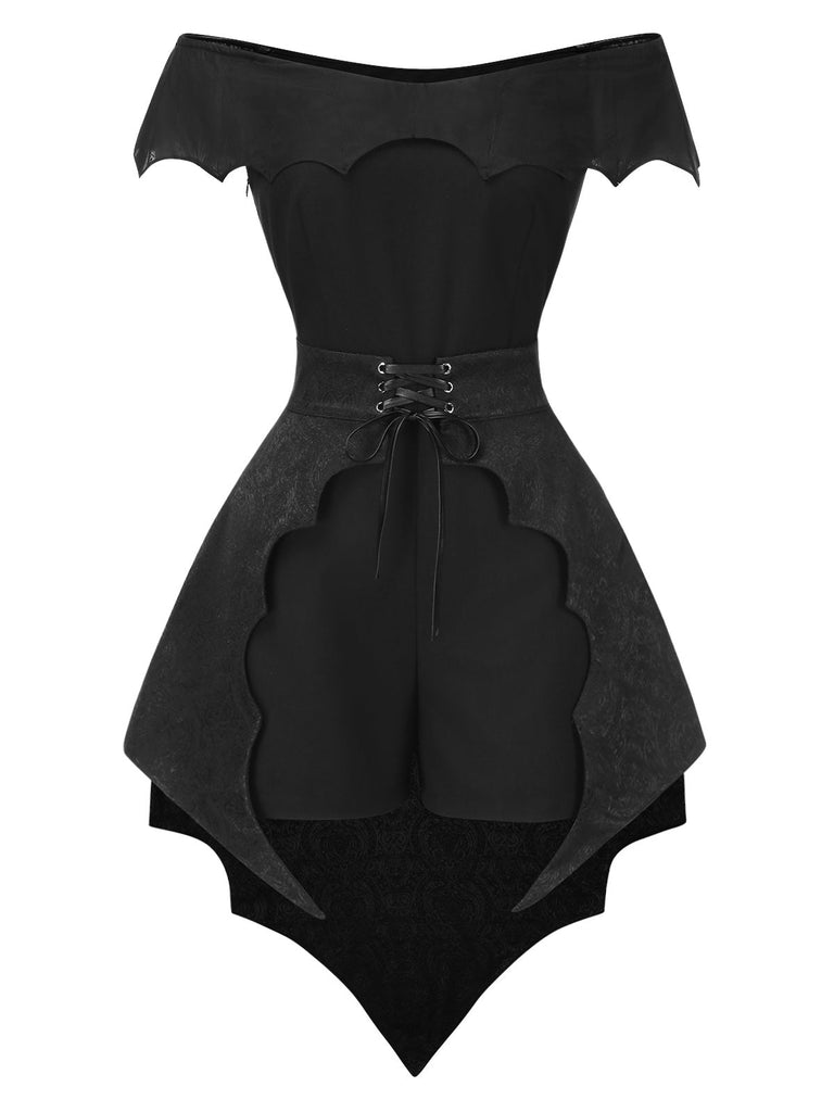 [Prevendita] 2PCS Tuta corta pipistrello gotica e copricostume nero anni '50