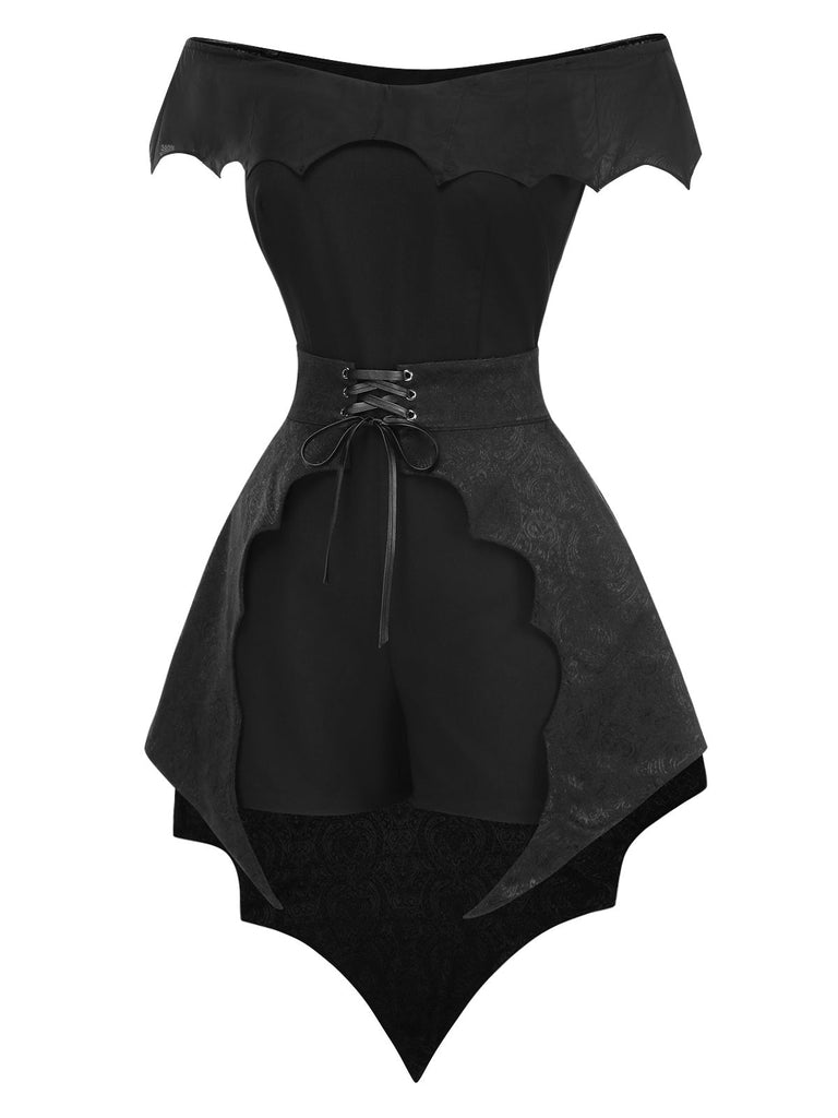 [Prevendita] 2PCS Tuta corta pipistrello gotica e copricostume nero anni '50