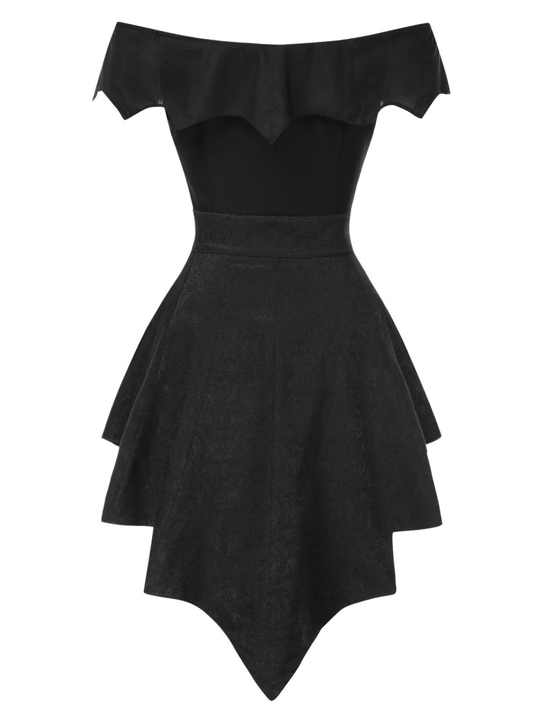 [Prevendita] 2PCS Tuta corta pipistrello gotica e copricostume nero anni '50