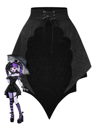 Copricostume in jacquard gotico a pipistrello nero anni '50