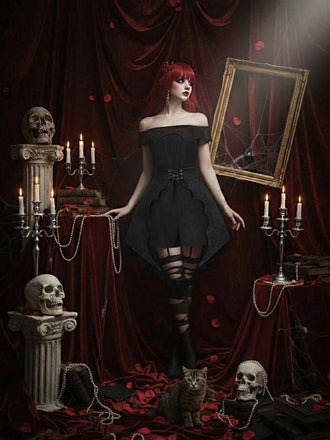 Copricostume in jacquard gotico a pipistrello nero anni '50