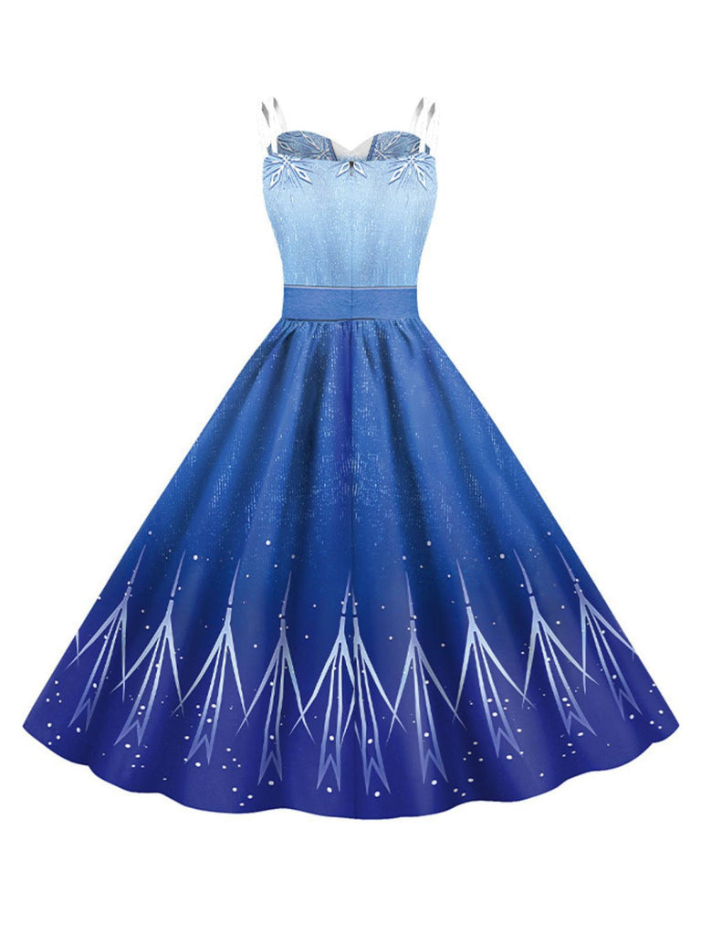 Abito Elsa con fiocco di neve con paillettes Halloween anni '50