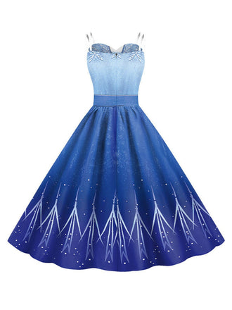 Abito Elsa con fiocco di neve con paillettes Halloween anni '50