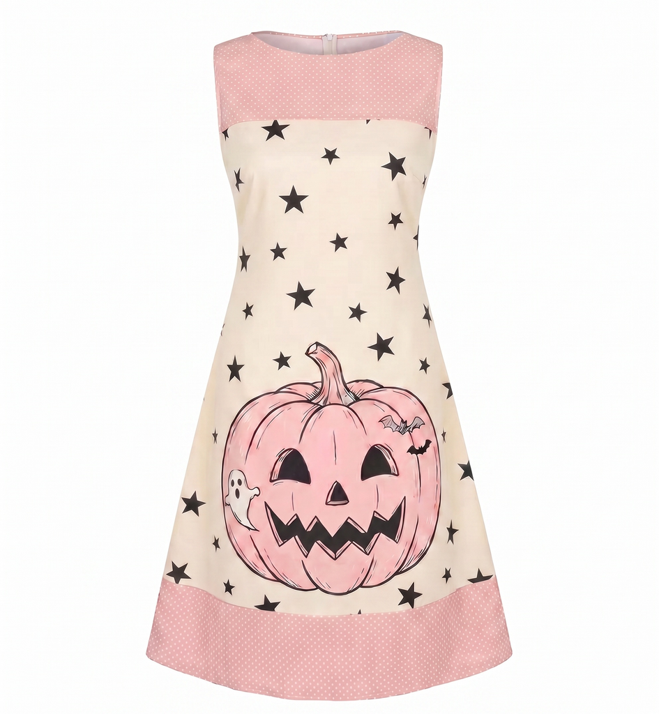 [Prevendita] Abito Rosa Anni '60 Pumpkin Star Senza Maniche Linea A