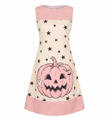 [Prevendita] Abito Rosa Anni '60 Pumpkin Star Senza Maniche Linea A