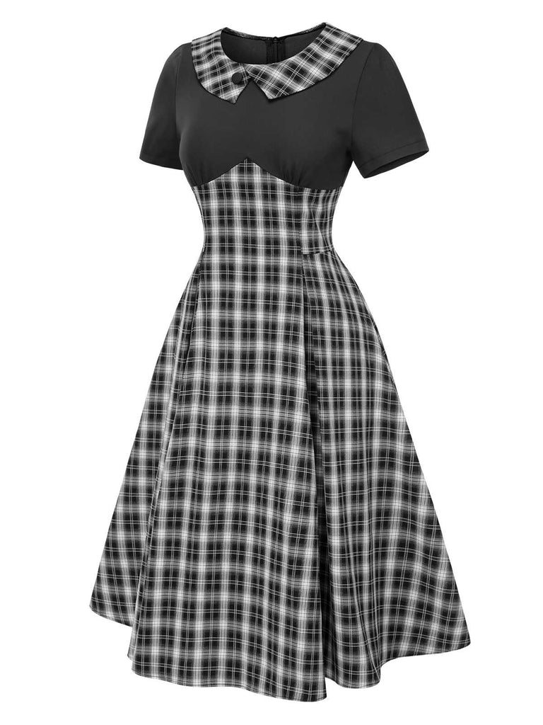 [Prevendita] Abito a quadri plissettato con revers nero anni '50