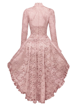 [Prevendita] Abito vittoriano in pizzo con maniche a gigot rosa anni '80