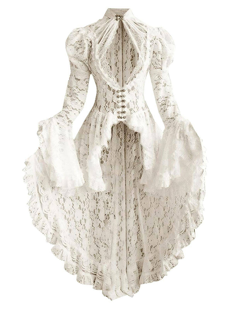[Prevendita] Abito vittoriano in pizzo con maniche a gigot bianco anni '80