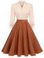 [Prevendita] Abito color block con maniche lunghe cachi anni '50