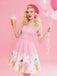 [Prevendita] Abito stampa gelato con scollo a cuore rosa anni '50