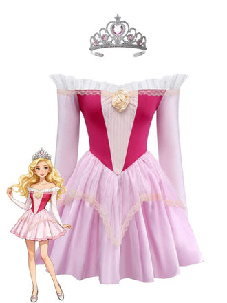 Abito stile principessa in tulle con spalle scoperte rosa anni '40