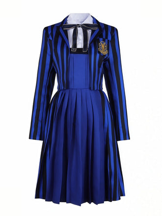 Completo uniforme a righe del Mercoledì Enid blu anni '40