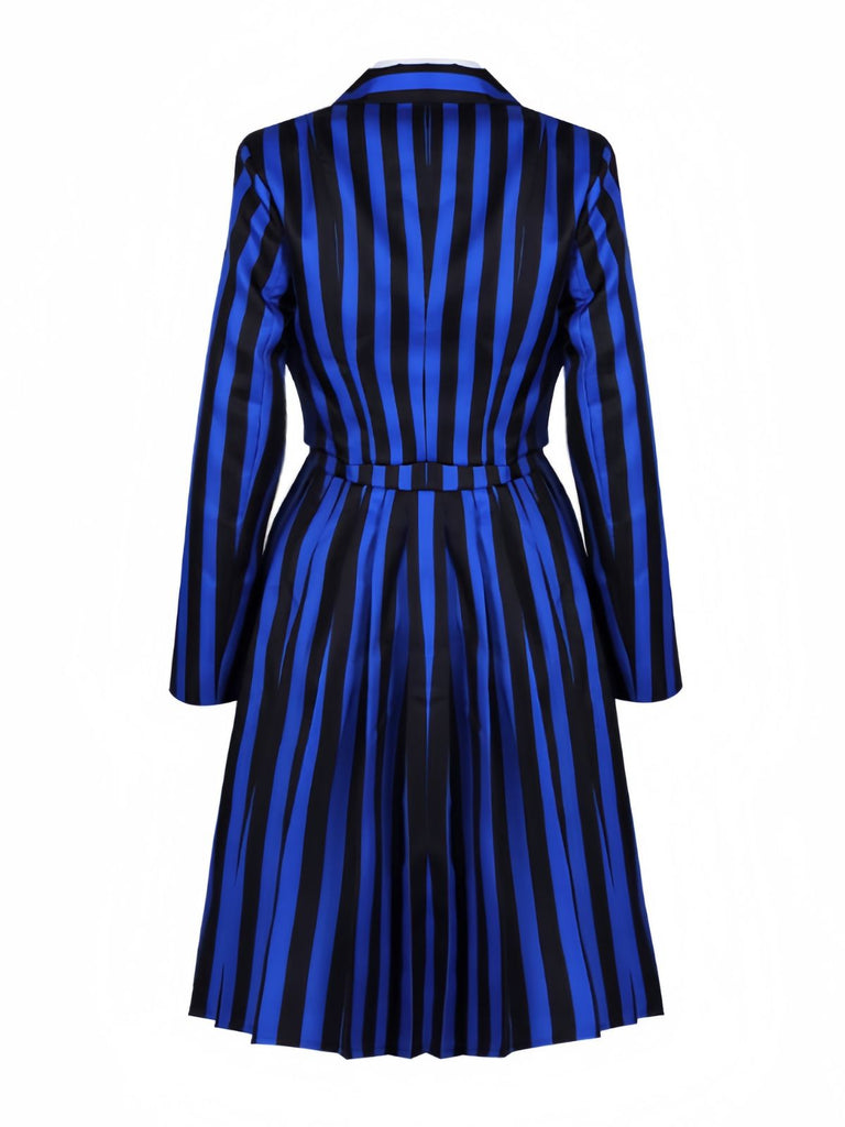Completo uniforme a righe del Mercoledì Enid blu anni '40