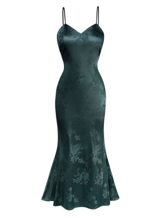 Abito a sirena in raso jacquard floreale anni '30