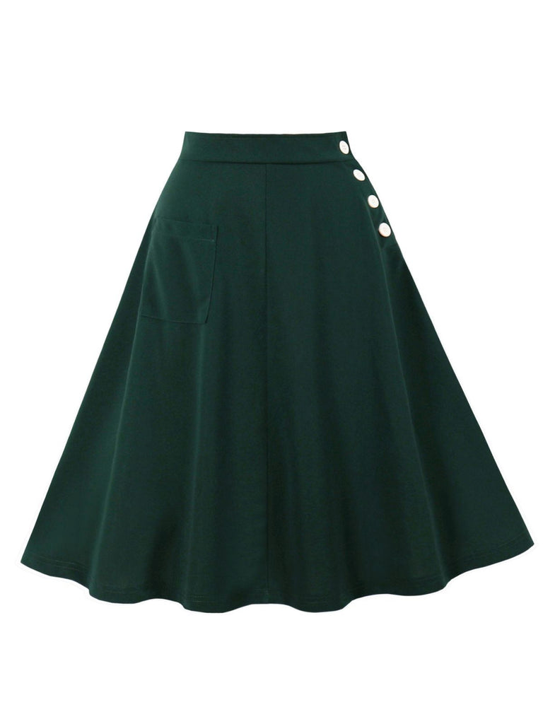 Gonna con tasche laterali e bottoni anni '50