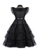 Abito Mercoledì arricciati in organza Halloween nero anni '50