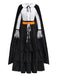 2PCS Camicetta e gonna strega con volant in pizzo nero anni '50