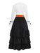 2PCS Camicetta e gonna strega con volant in pizzo nero anni '50