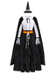 2PCS Camicetta e gonna strega con volant in pizzo nero anni '50