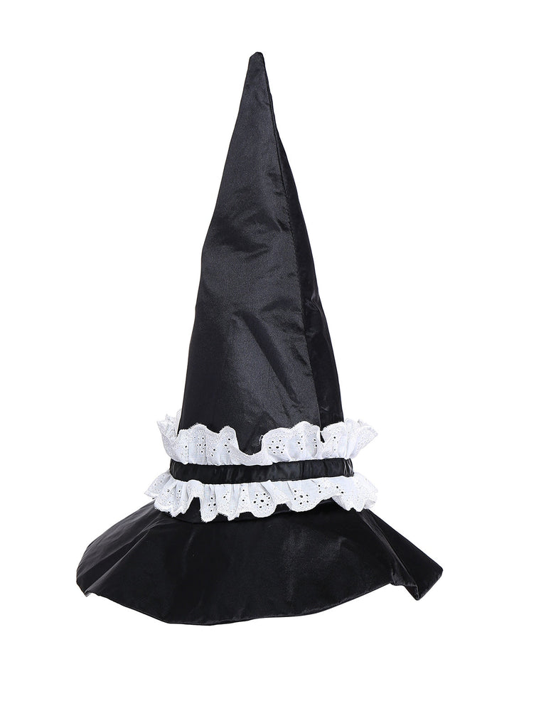2PCS Camicetta e gonna strega con volant in pizzo nero anni '50