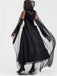 Abito patchwork in rete con mantello Halloween nero anni '80