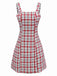 Abito gilet in tweed a quadri rosso anni '60