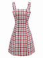 Abito gilet in tweed a quadri rosso anni '60