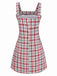 Abito gilet in tweed a quadri rosso anni '60