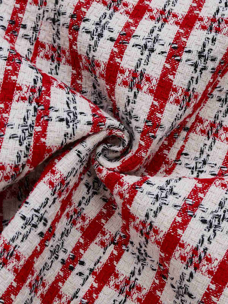 Abito gilet in tweed a quadri rosso anni '60