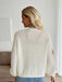 Cardigan in maglia con spalle cadenti e fragole beige anni '50