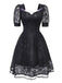 Abito da sposa strega gotica in pizzo ricamato nero anni '50