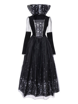 Abito in rete con teschio dei Queen nero anni '80