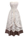Completo abito da sposa vampiro in pizzo beige anni '30