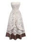 Completo abito da sposa vampiro in pizzo beige anni '30