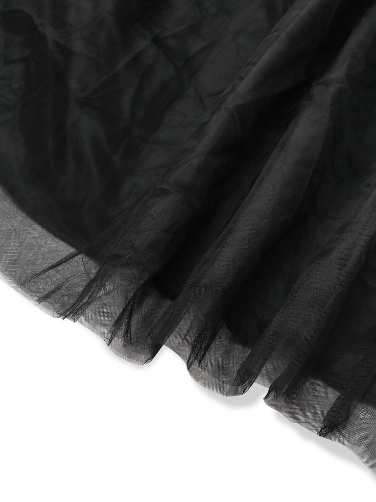 Abito in rete di piume 3D nero anni '30
