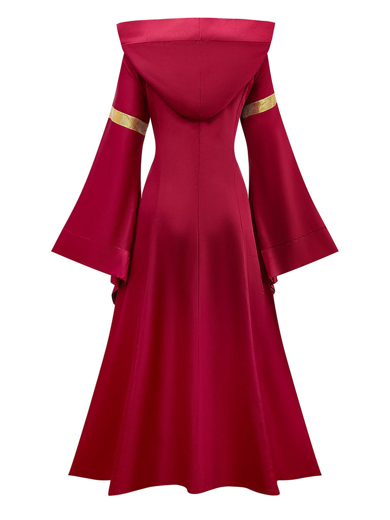 Abito vittoriano medievale con lacci rosso anni '30