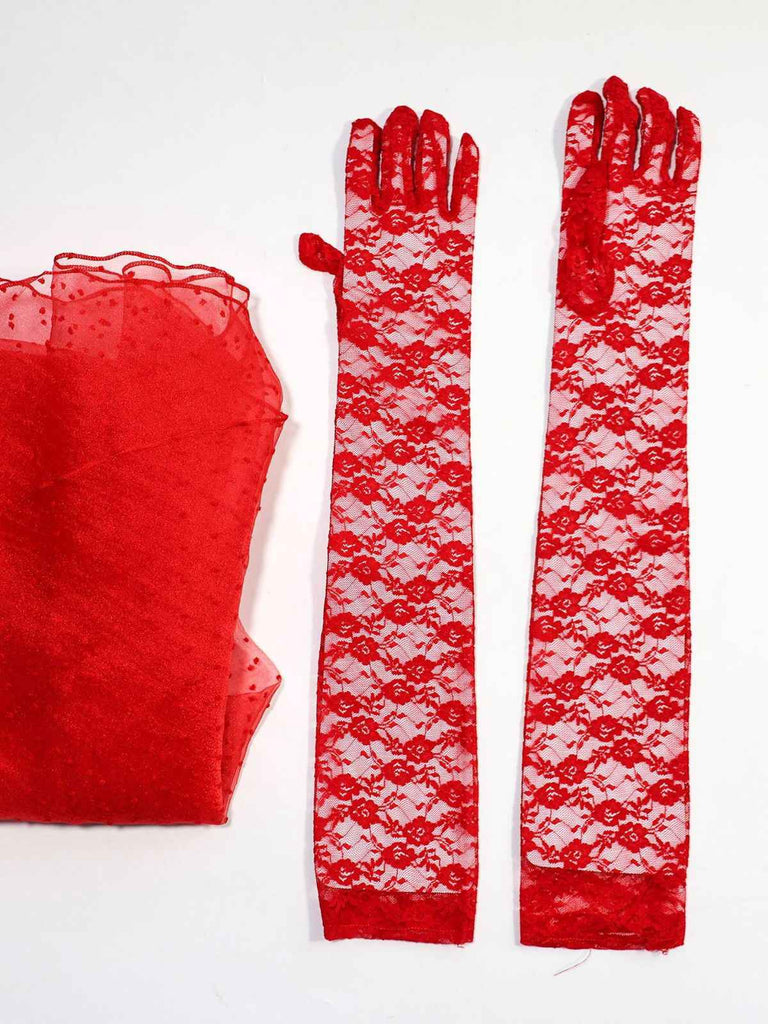 Completo abito a pois sposa fantasma Halloween rosso anni '50
