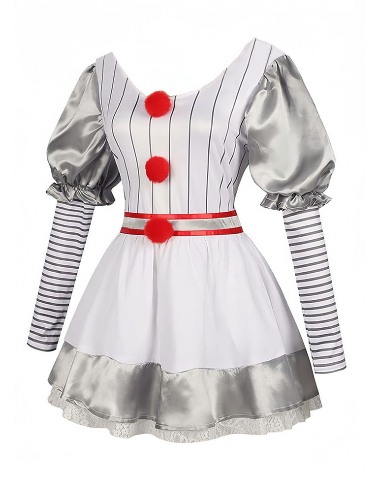 Abito a palloncino righe Pennywise Halloween argento anni '60