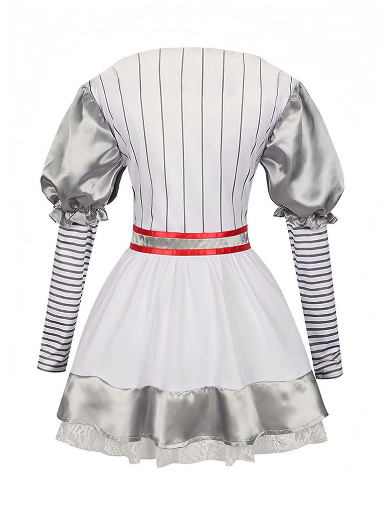 Abito a palloncino righe Pennywise Halloween argento anni '60