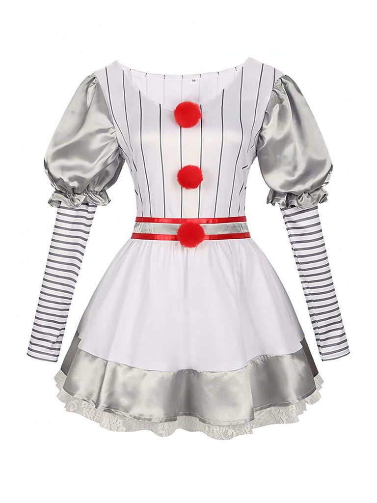 Abito a palloncino righe Pennywise Halloween argento anni '60