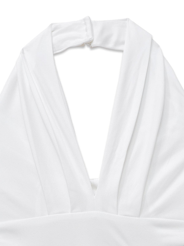 Tuta lunga super ampia con scollo a V profondo anni '70