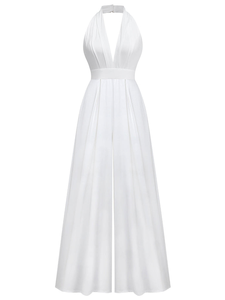 Tuta lunga super ampia con scollo a V profondo anni '70