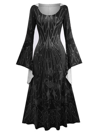 Abito da strega con cappuccio e maniche a pipistrello anni '80