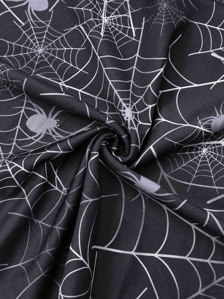 Abito senza maniche con ragnatela Halloween nero anni '50