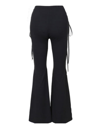 Pantaloni punk con coulisse e lacci nero anni '80